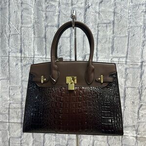 Double Handle Croc Embossed Handbag